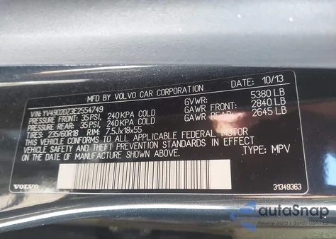 2014 Volvo Xc60 T6 R-Design from USA, damaged, VIN YV4902DZ3E2554749